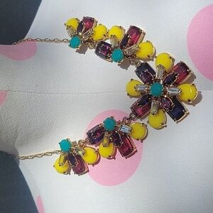 Kate Spade Kladiscope Jeweled Rhinestone Flower Statement Gold Necklace Bib